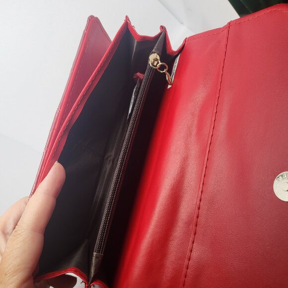 Women's Wallet Faux Leather Long Card Holder Pockets Quilted Look Rose Pink Gold - Picture 5 of 9